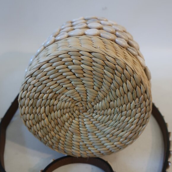 NWOT Womens Poolside NY Natural The Bobbi Straw Shell-Embellished Bucket Bag - Picture 15 of 15